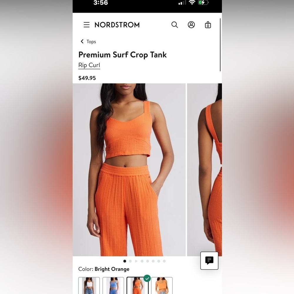NWT Rip Curl Premium Surf Crop
Tank Bright Orange Size XXS